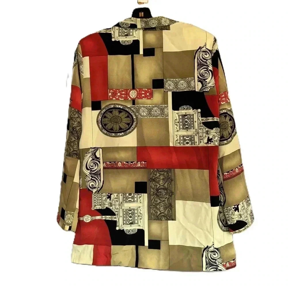 Richard Kristall Womens Color Block Abstract Patterned Blazer Jacket Siz… - Picture 2 of 3